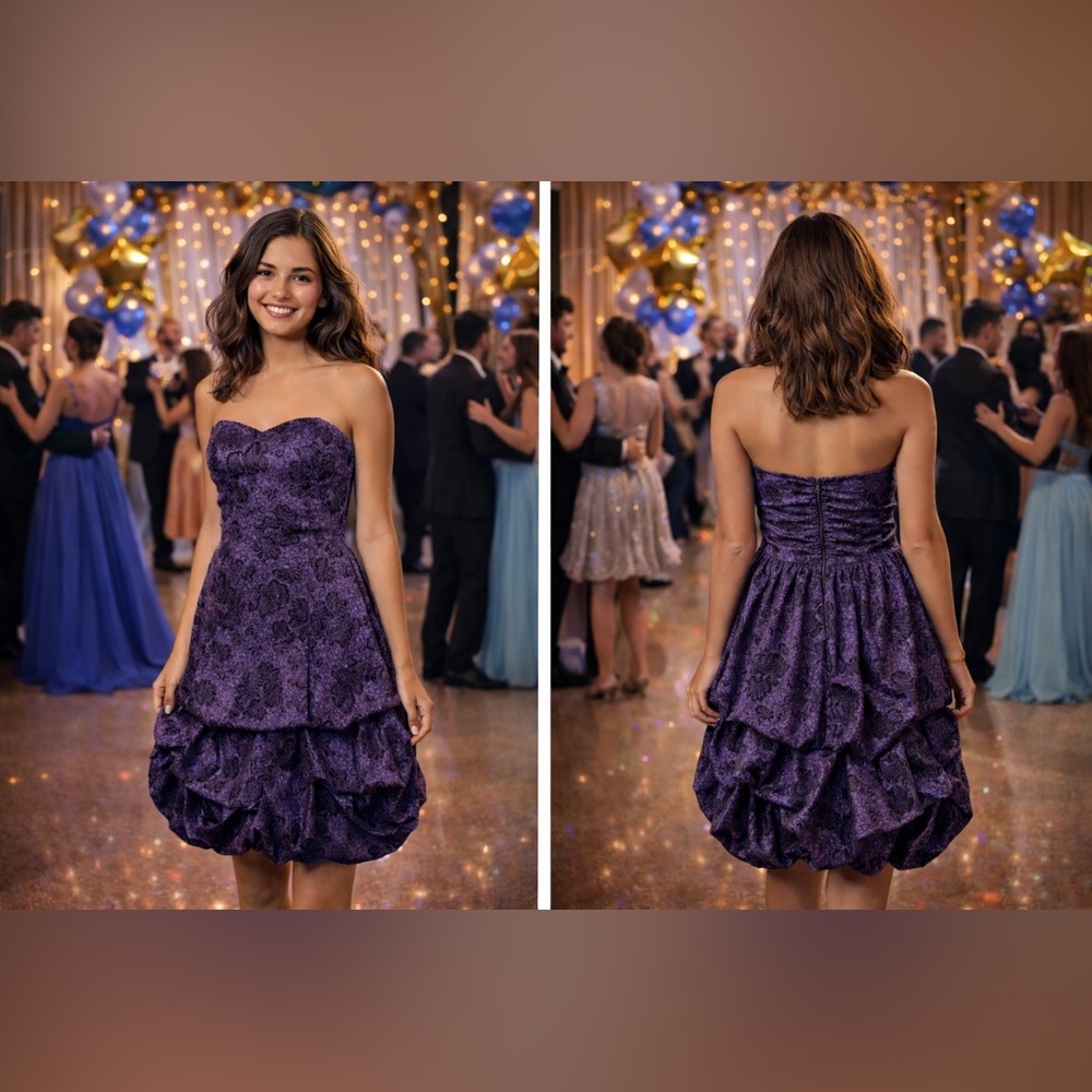 Ruby Rox Y2K Purple Bubble Hem Strapless Prom Event Party Dress 14 L Whimsigoth